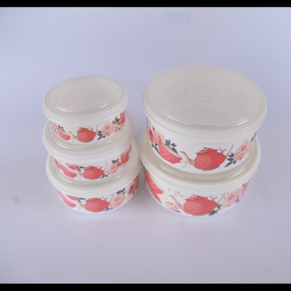 Decorative food storage containers 5 pack. Plastic - Picture 2 of 3